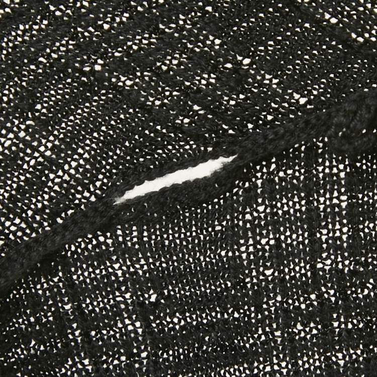 Pre Owned M Missoni Black Patterned Knit Open Front Cardigan M