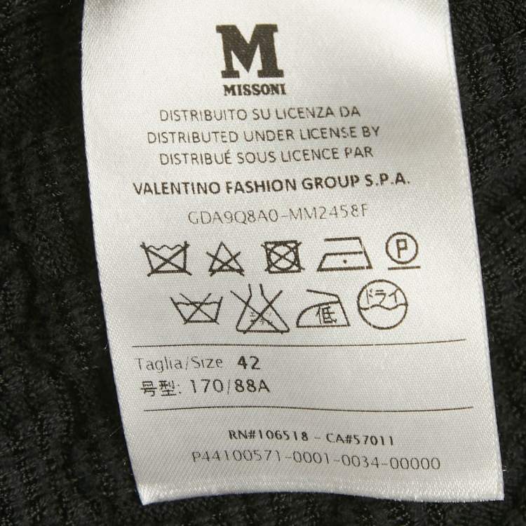Pre Owned M Missoni Black Patterned Knit Open Front Cardigan M