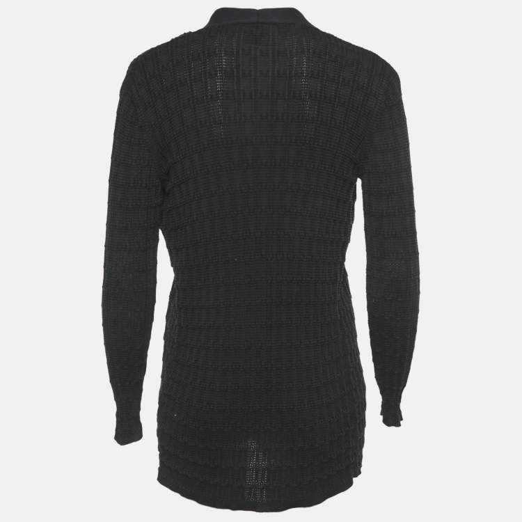 Pre Owned M Missoni Black Patterned Knit Open Front Cardigan M