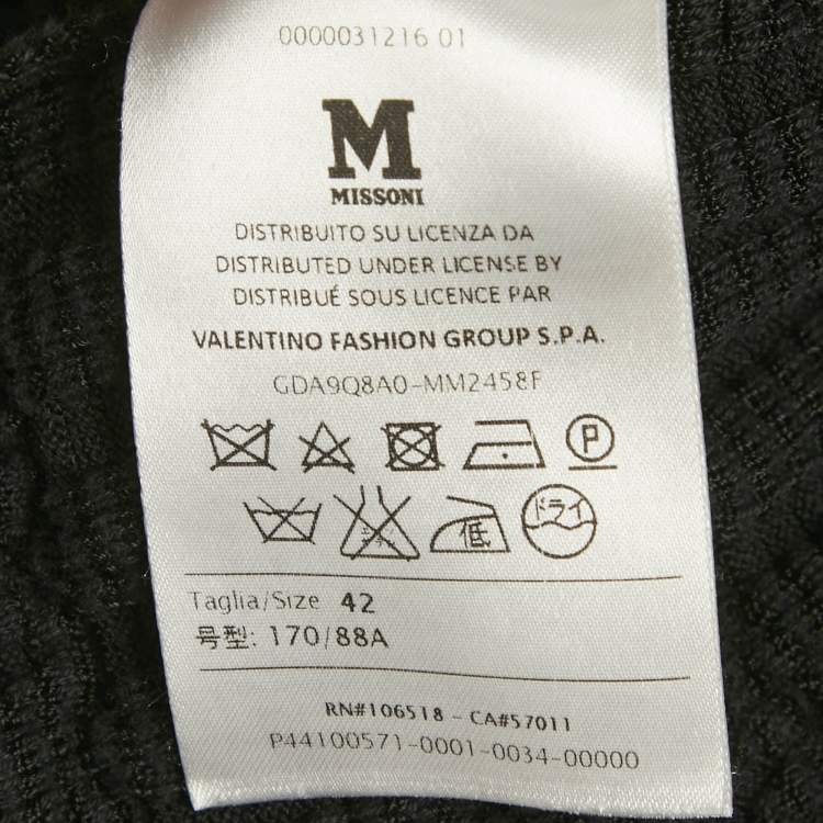Pre Owned M Missoni Black Patterned Knit Open Front Cardigan M