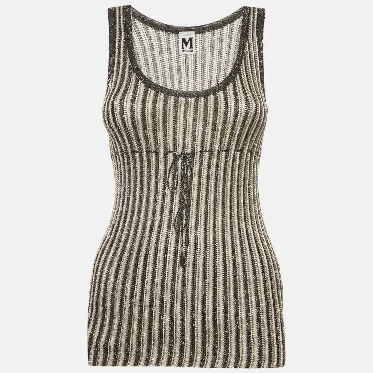 Pre Owned M Missoni Black Lurex Rib Knit Sleeveless Top S
