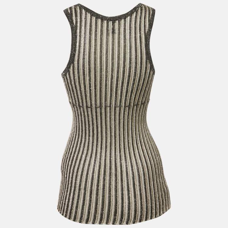 Pre Owned M Missoni Black Lurex Rib Knit Sleeveless Top S