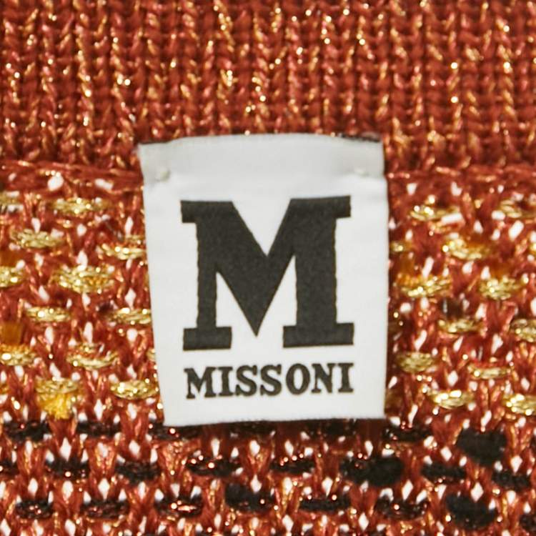 مملوكة مسبقًا M Missoni Brown Lurex Knit Double Breasted Mini Dress M