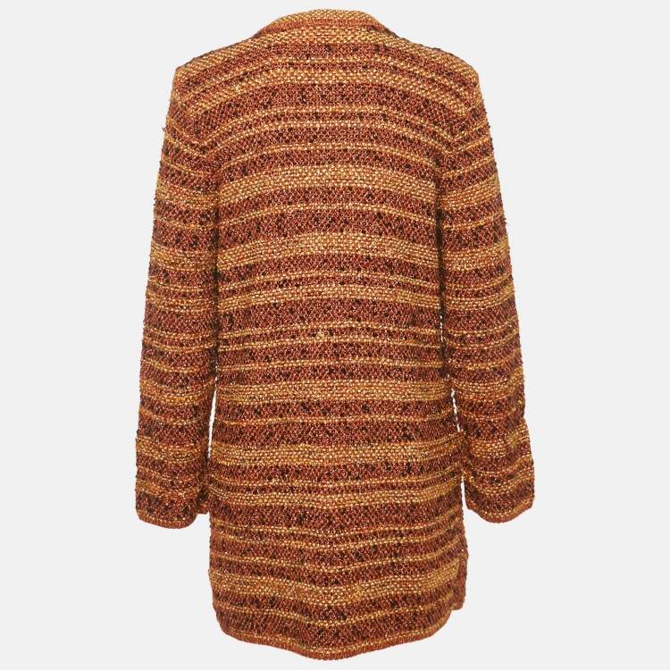 مملوكة مسبقًا M Missoni Brown Lurex Knit Double Breasted Mini Dress M