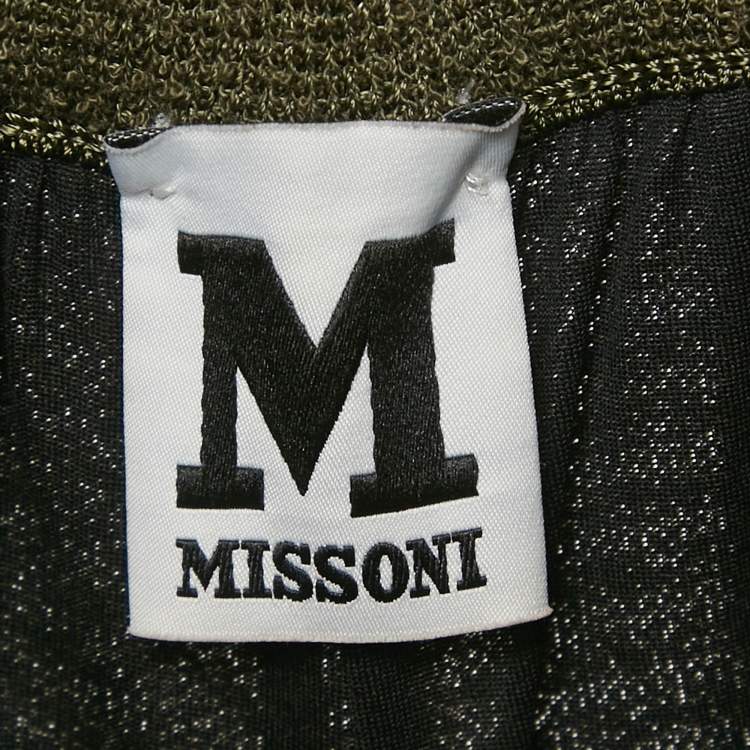Pre Owned M Missoni Green Patterned Knit Wide Leg Trousers S
