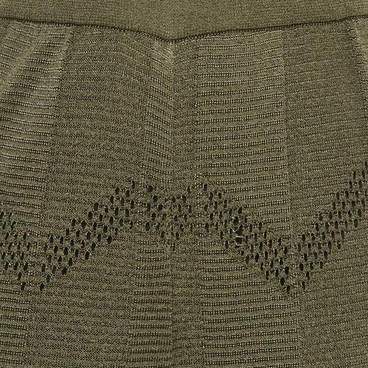 Pre Owned M Missoni Green Patterned Knit Wide Leg Trousers S