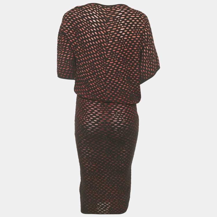Pre Owned M Missoni Black/Red Patterned Knit Flared Mini Dress S