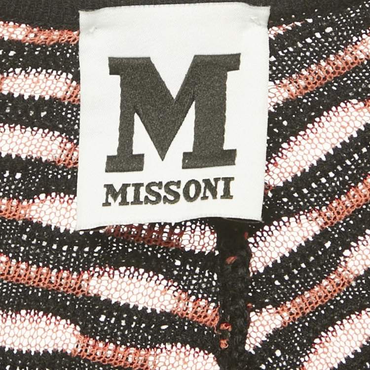 Pre Owned M Missoni Black/Red Patterned Knit Flared Mini Dress S