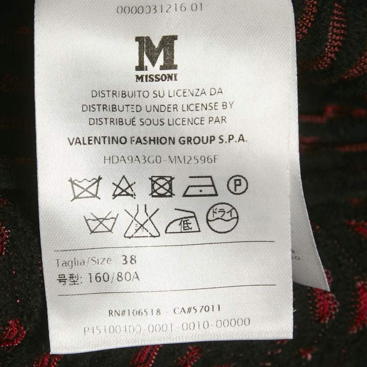 Pre Owned M Missoni Black/Red Patterned Knit Flared Mini Dress S