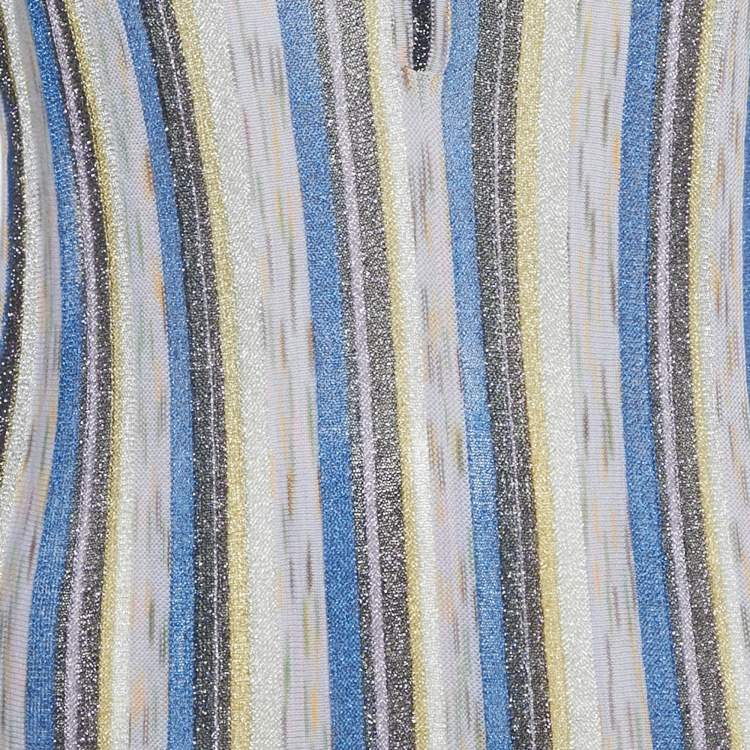 Pre Owned M Missoni Patterned Lurex Knit Long Sleeve Maxi Dress S