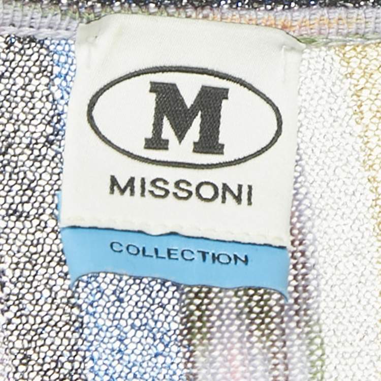 Pre Owned M Missoni Patterned Lurex Knit Long Sleeve Maxi Dress S