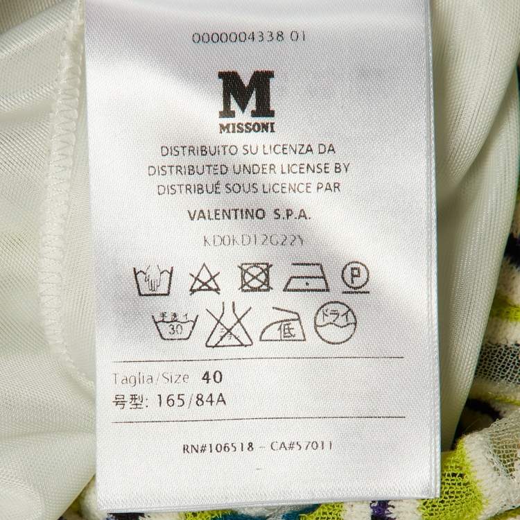 Pre Owned M Missoni White & Green Intarsia Knit Mini Dress S