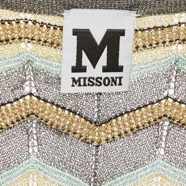 مملوكة مسبقًا M Missoni Grey Zig Zag Lurex Knit Short Dress S