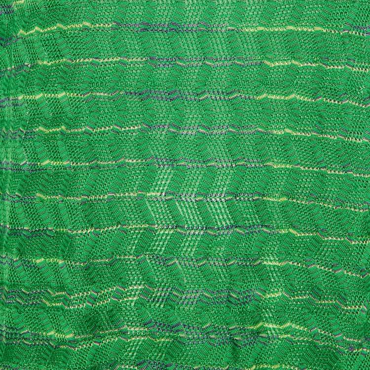 Pre Owned M Missoni Green Striped Zig Zag Knit Jumper M