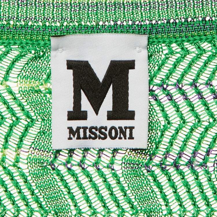 Pre Owned M Missoni Green Striped Zig Zag Knit Jumper M