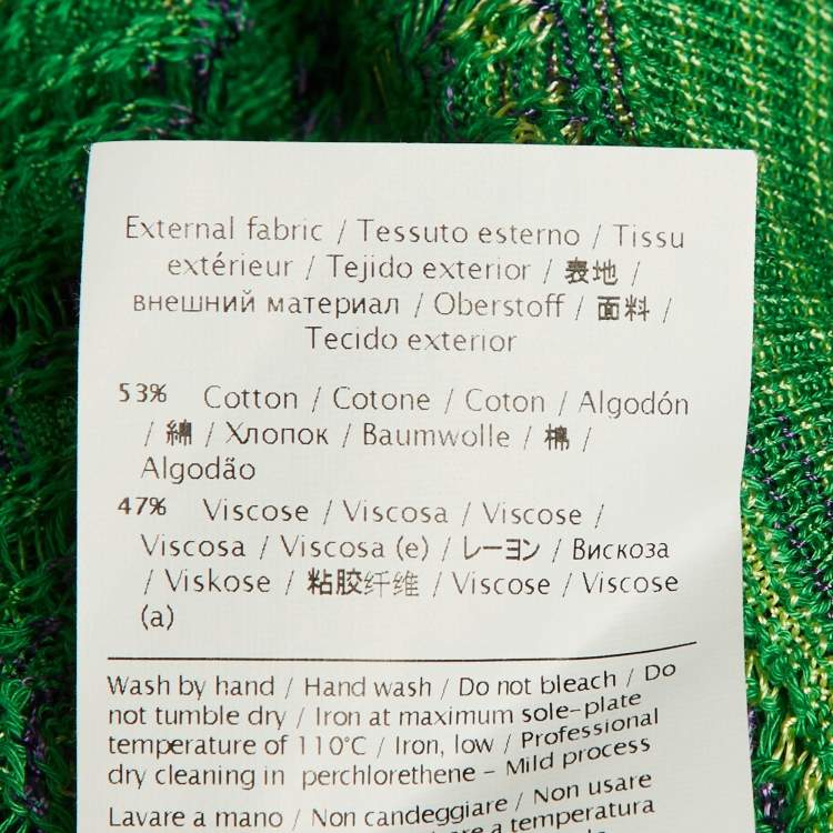 Pre Owned M Missoni Green Striped Zig Zag Knit Jumper M