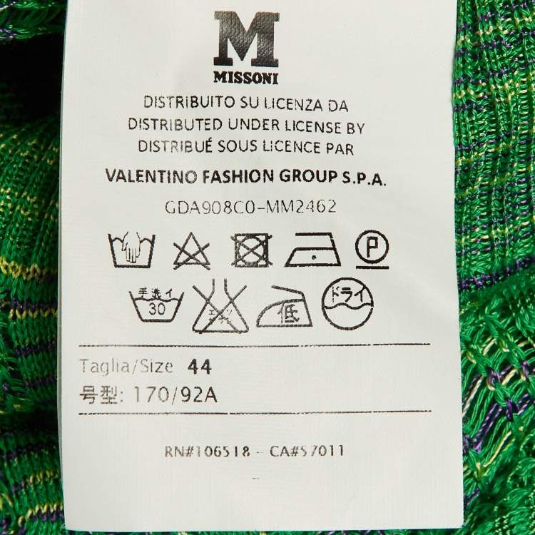 Pre Owned M Missoni Green Striped Zig Zag Knit Jumper M