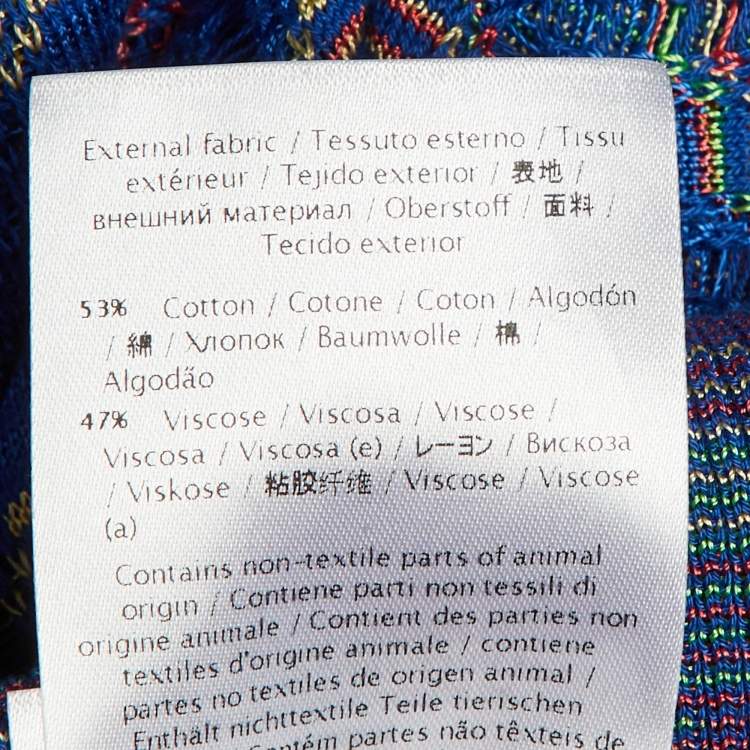 Pre Owned M Missoni Blue Zig Zag Knit Button Front Cardigan M 