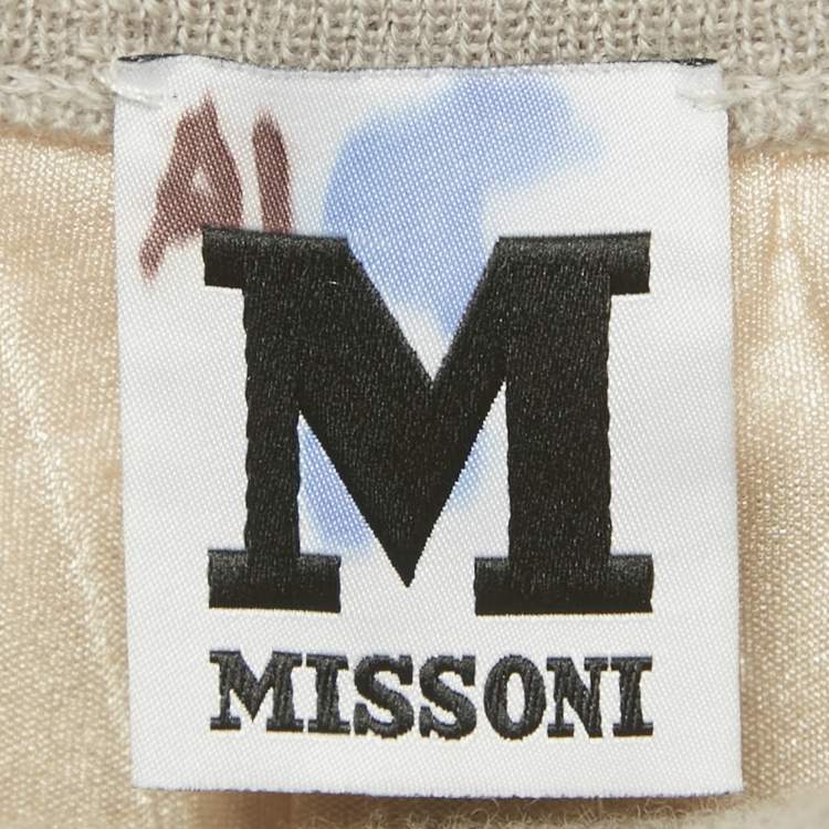 Pre Owned M Missoni Grey Zig Zag Wool Knit Flared Pants M
