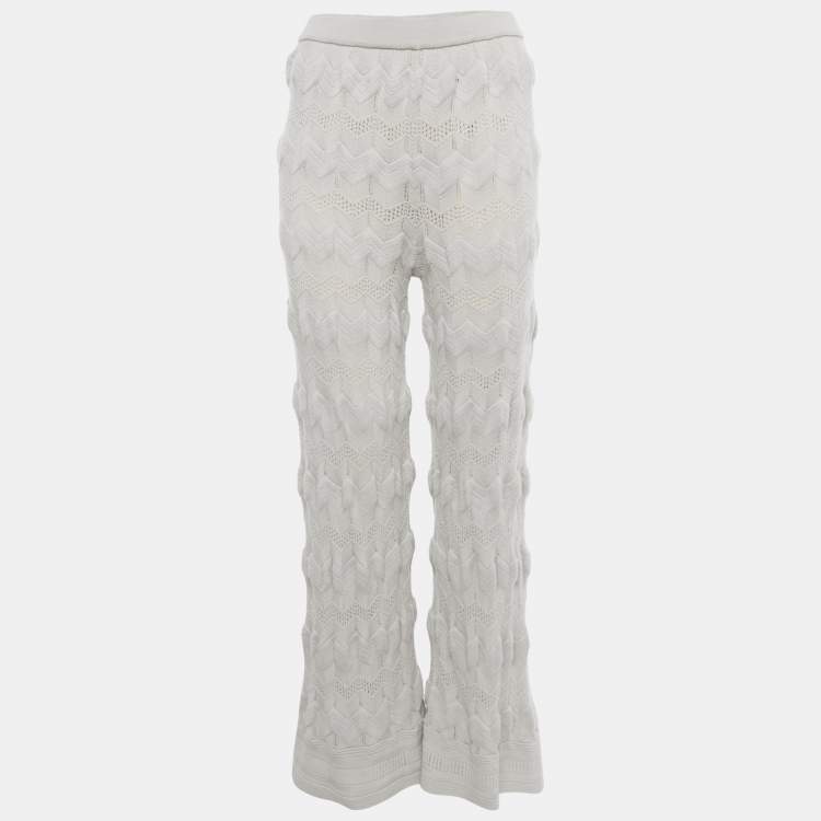 Pre Owned M Missoni Grey Zig Zag Wool Knit Flared Pants M