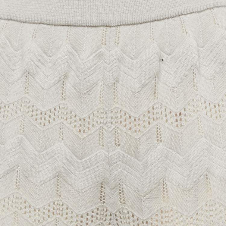 Pre Owned M Missoni Grey Zig Zag Wool Knit Flared Pants M
