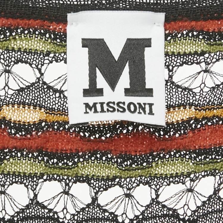 Pre Owned M Missoni Black/Multicolor Patterned Knit Maxi Dress L