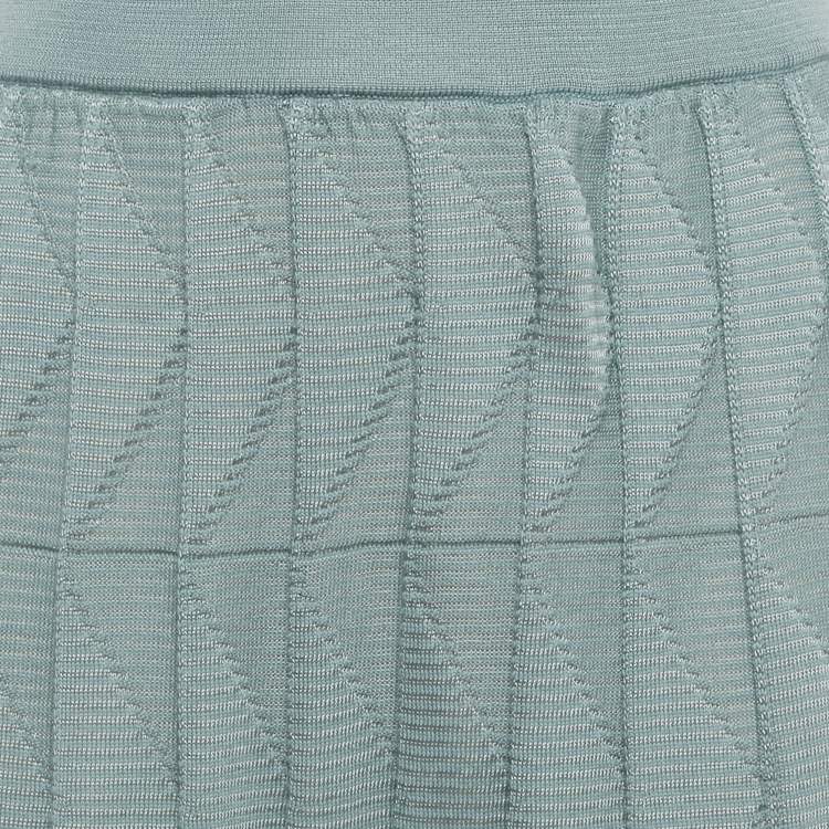 Pre Owned M Missoni Mint Green Wool Blend Patterned Knit Mini Skirt S