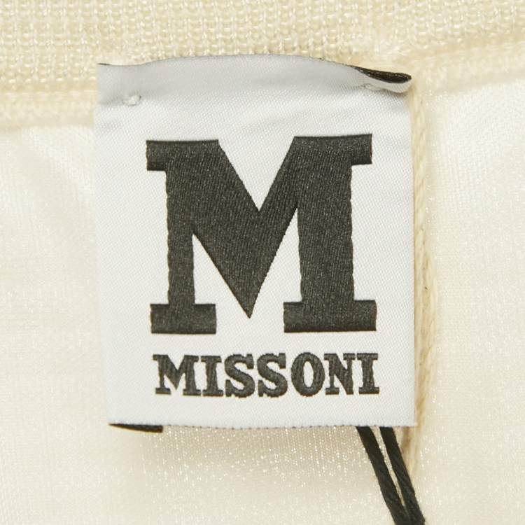 Pre Owned M Missoni Cream Wool Blend Patterned Knit Short Skirt S