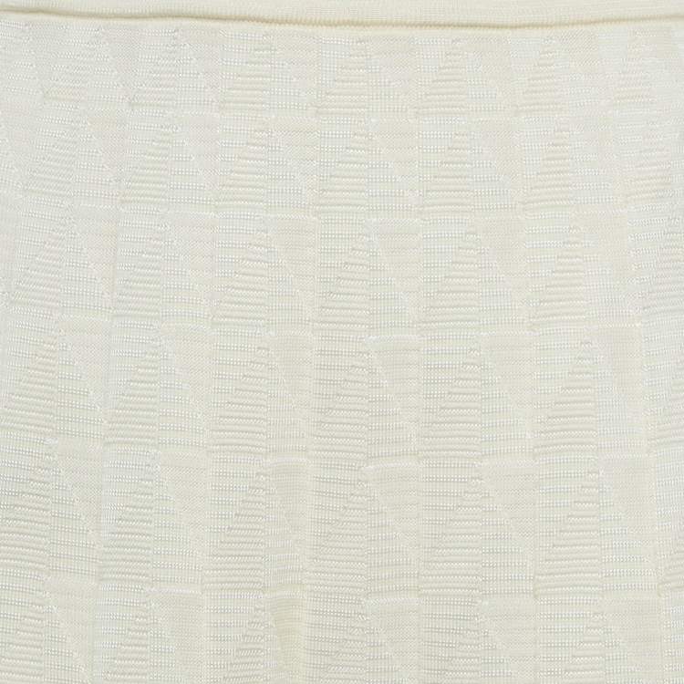 Pre Owned M Missoni Cream Wool Blend Patterned Knit Short Skirt S