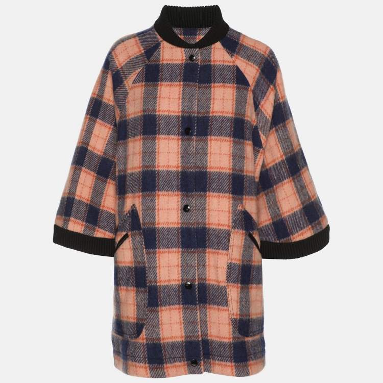 Pre Owned M Missoni Multicolor Check Tweed Cape Coat S