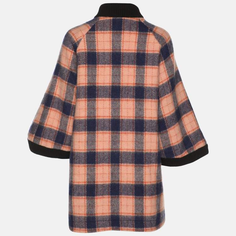 Pre Owned M Missoni Multicolor Check Tweed Cape Coat S
