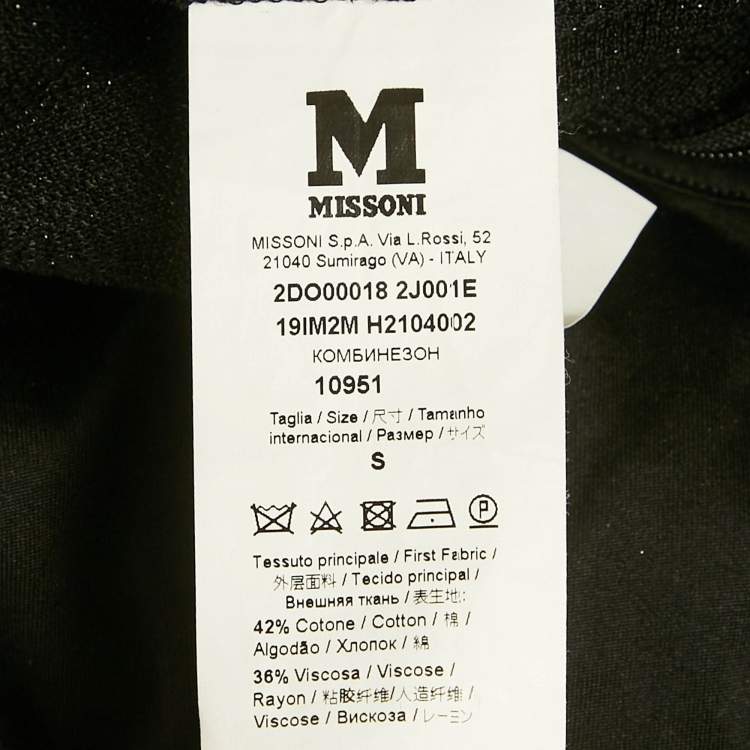 Pre Owned M Missoni Black Jacquard Lurex Knit Sleeveless Jumpsuit S
