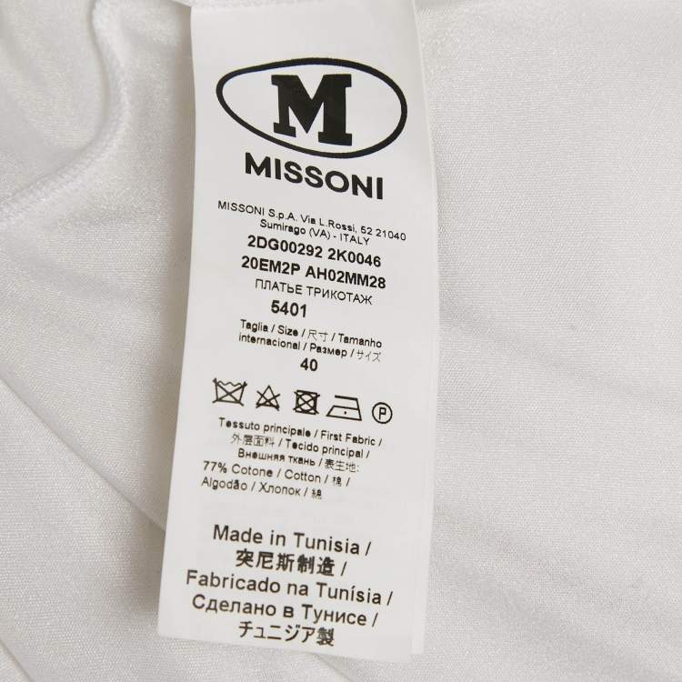 Pre Owned M Missoni White Zig Zag Patterned Cotton Knit Maxi Dress S