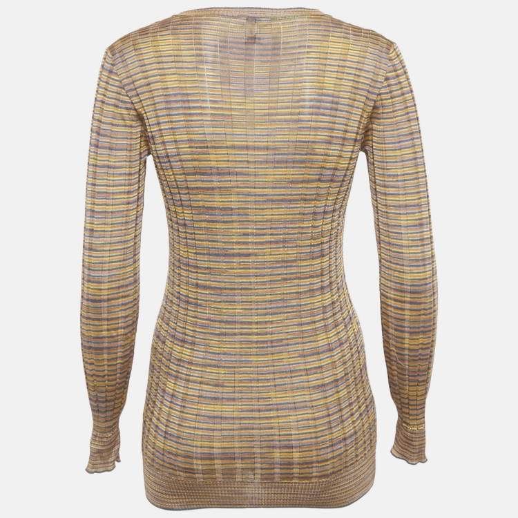 Pre Owned M Missoni Multicolor Rib Knit Button Down Cardigan M