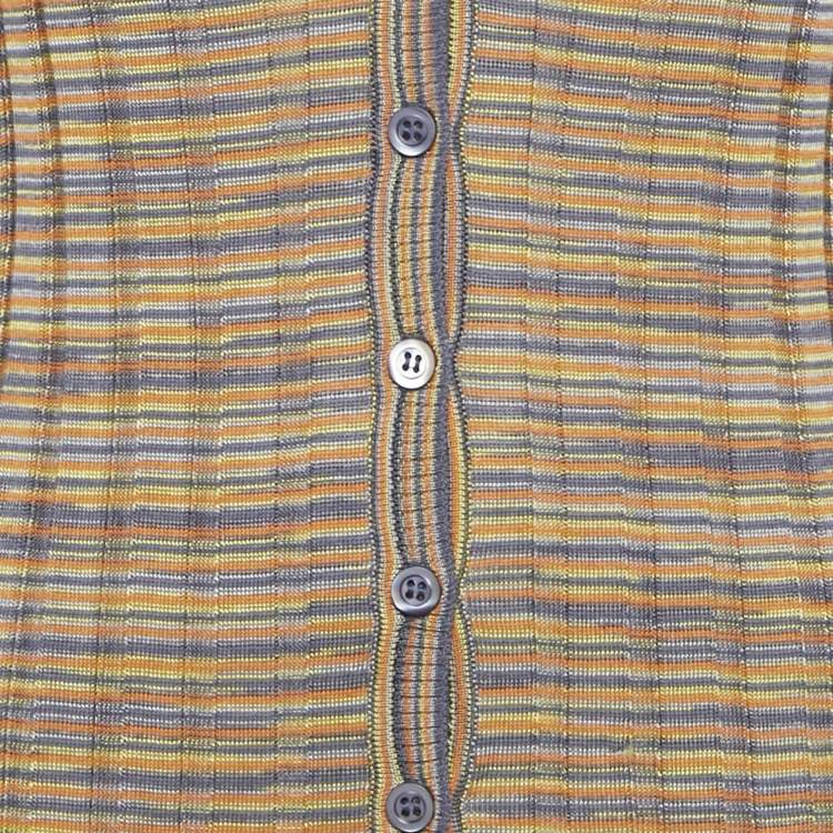Pre Owned M Missoni Multicolor Rib Knit Button Down Cardigan M