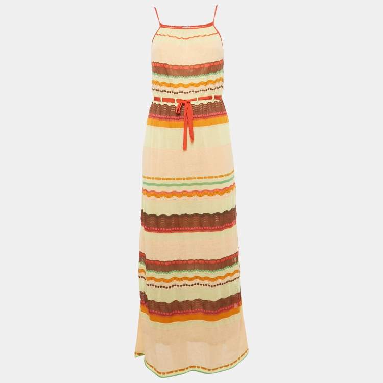 Pre Owned M Missoni Multicolor Pattered Knit Maxi Dress M 