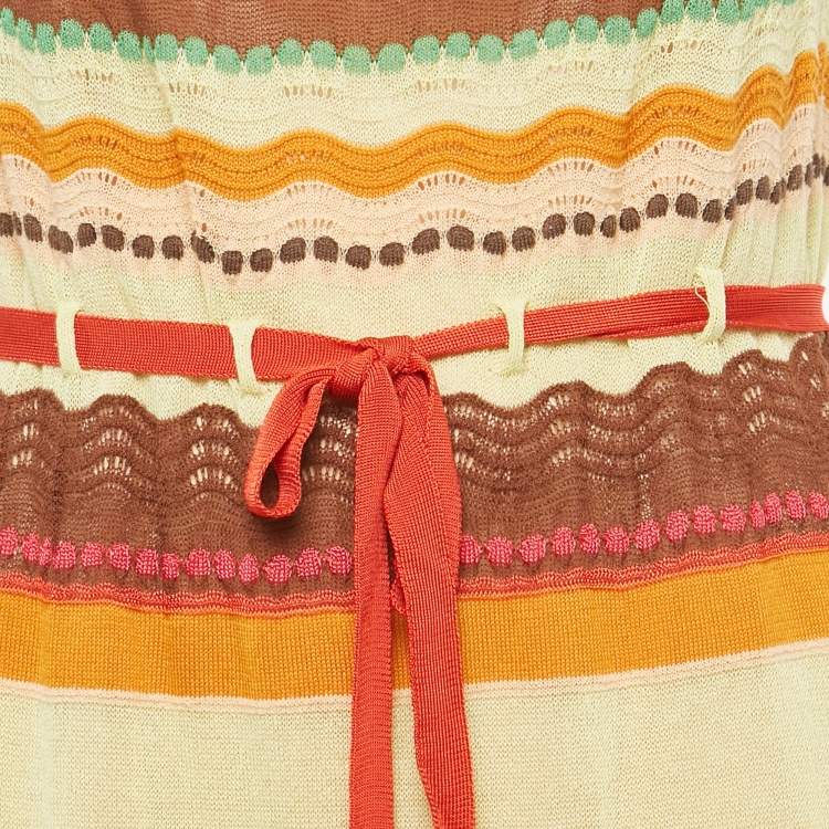 Pre Owned M Missoni Multicolor Pattered Knit Maxi Dress M 