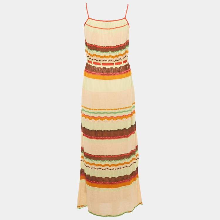 Pre Owned M Missoni Multicolor Pattered Knit Maxi Dress M 