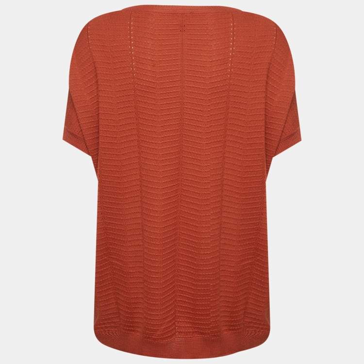 Pre Owned M Missoni Burnt Orange Patterned Knit Top M