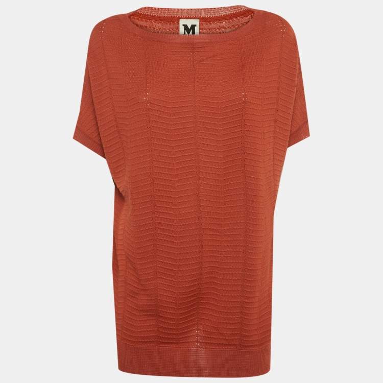 Pre Owned M Missoni Burnt Orange Patterned Knit Top M