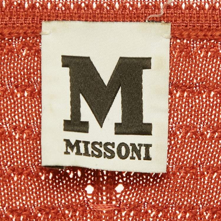 Pre Owned M Missoni Burnt Orange Patterned Knit Top M