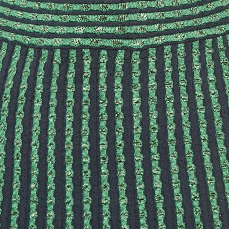 Pre Owned M Missoni Navy Blue/Green Stretch Knit Flared Short Skirt M