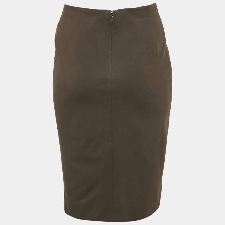 Pre Owned M Missoni Brown Jersey Pencil Skirt M