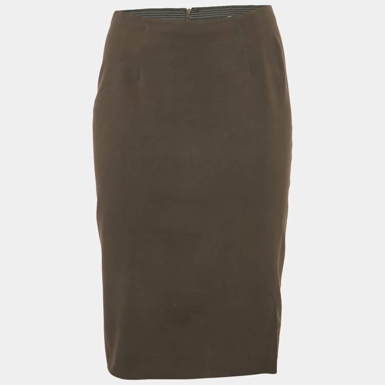 Pre Owned M Missoni Brown Jersey Pencil Skirt M