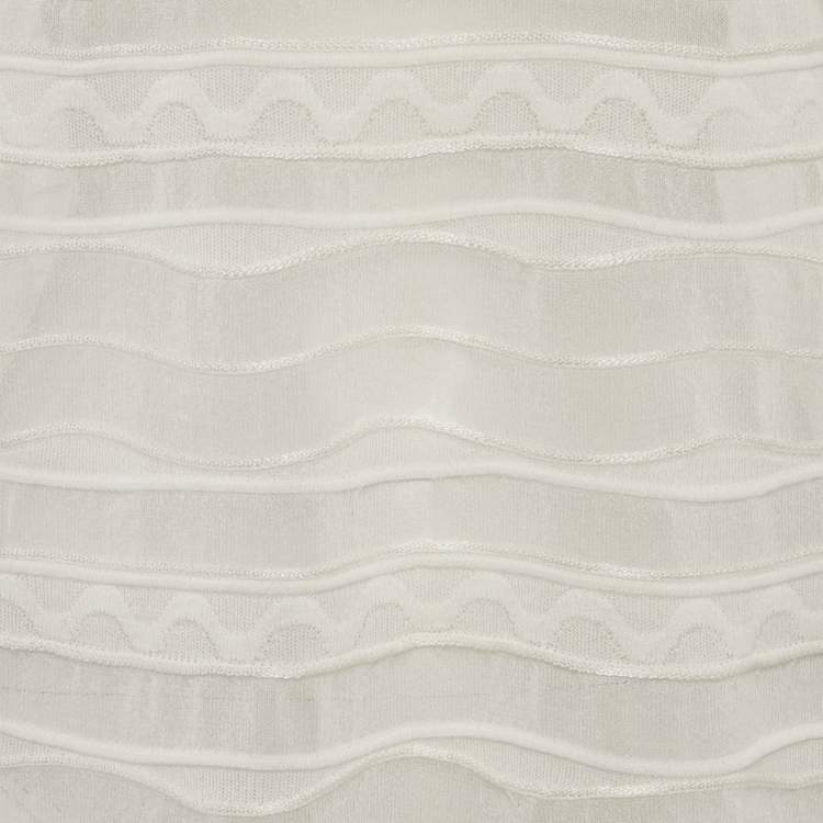 Pre Owned M Missoni White Patterned Knit Round Neck Top L