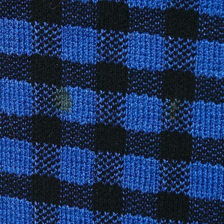 Pre Owned M Missoni Blue Checks Stretch Knit Round Neck Top M