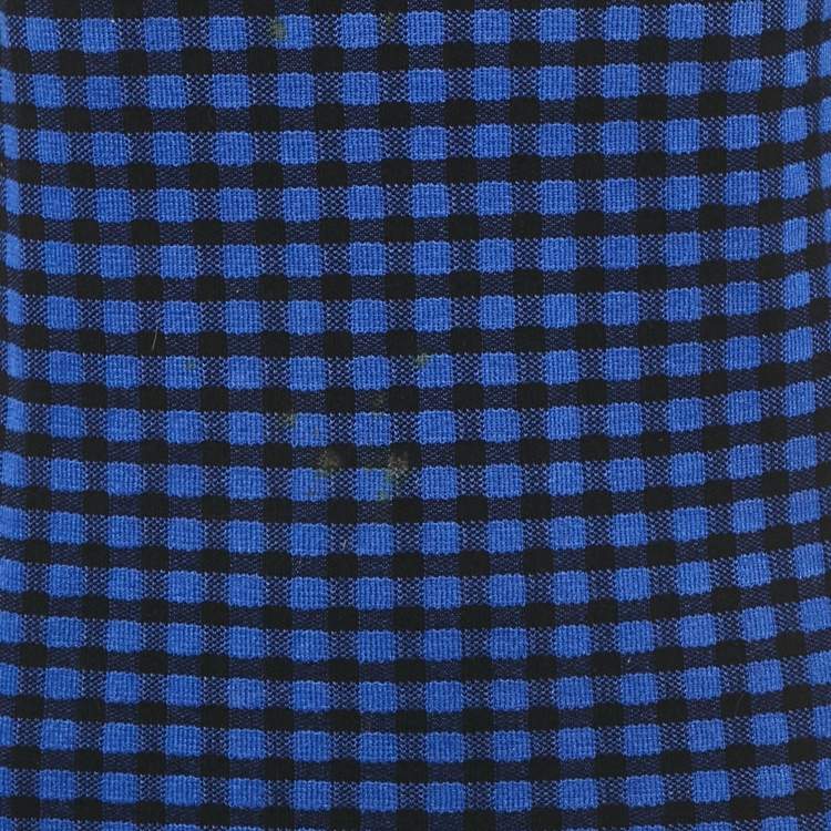 Pre Owned M Missoni Blue Checks Stretch Knit Round Neck Top M