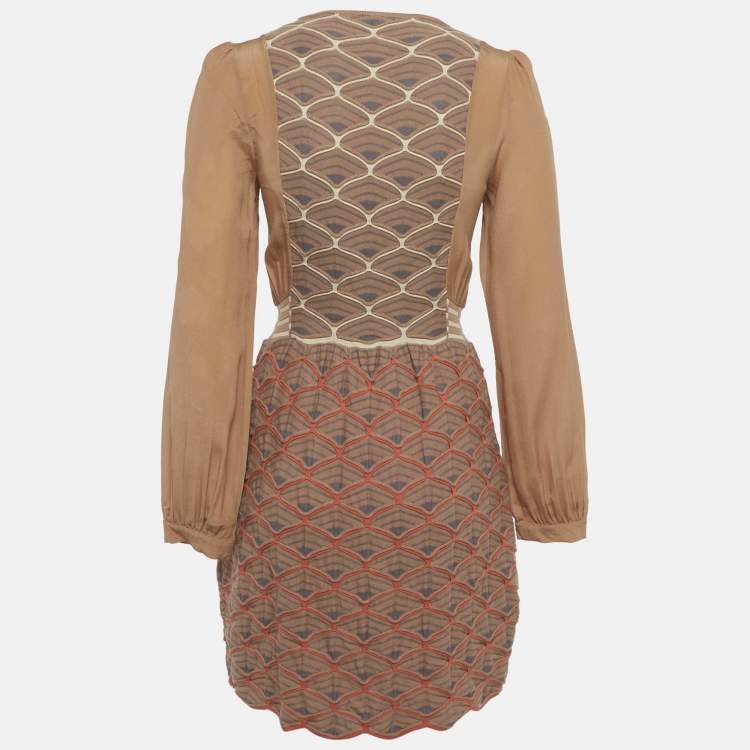 Pre Owned M Missoni Brown Patterned Knit Mini Dress M