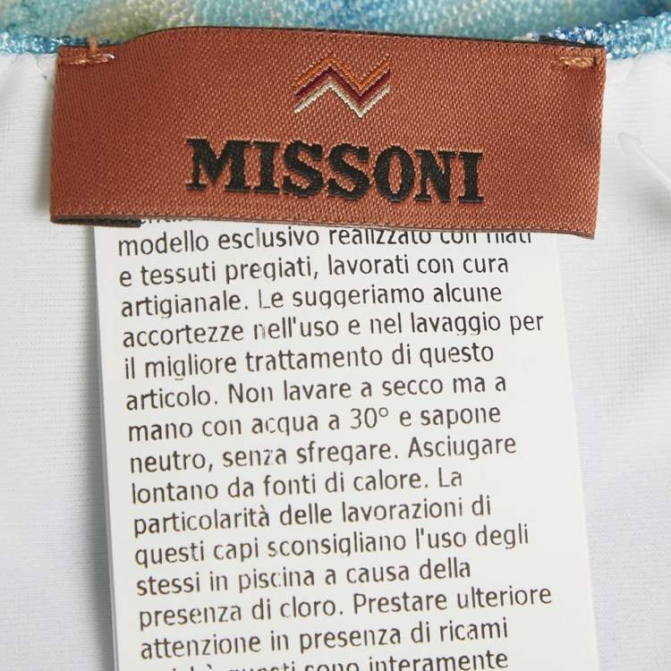 Pre Owned M Missoni Blue /Green Faded Stripe Synthetic Triangle Bikini Set S