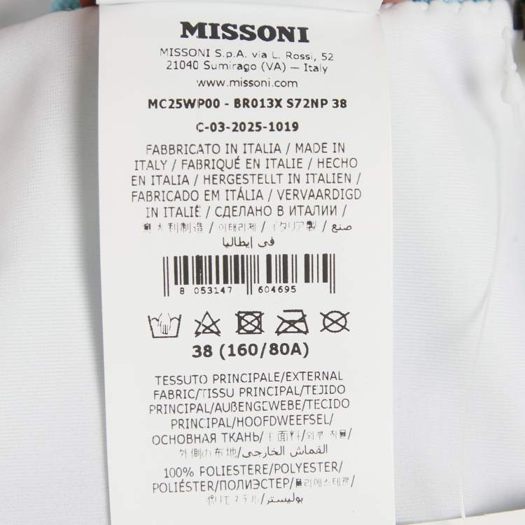 Pre Owned M Missoni Blue /Green Faded Stripe Synthetic Triangle Bikini Set S